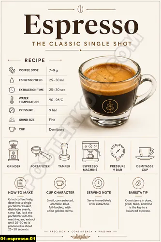 Poster menu espresso untuk cafe