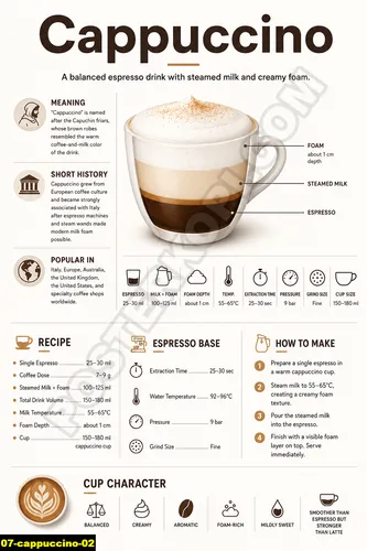 Desain poster kopi cappuccino untuk menu cafe