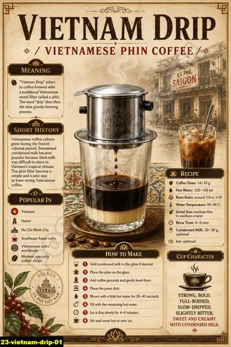 Poster kopi keren vietnam drip untuk kedai kopi