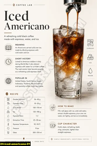 Poster iced americano untuk dekorasi cafe outdoor