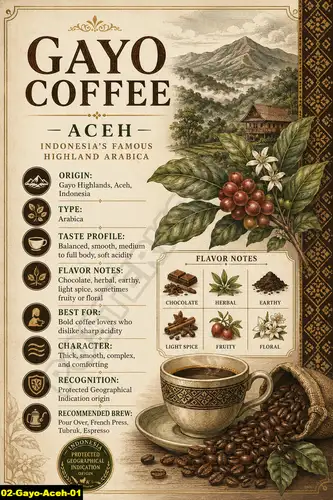 Poster kopi Gayo Aceh sebagai contoh arabika
