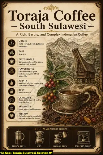 Poster kopi Toraja untuk konteks harga arabika