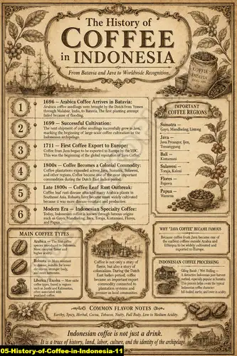 Poster kopi History Of Coffee In Indonesia untuk cafe dan barista